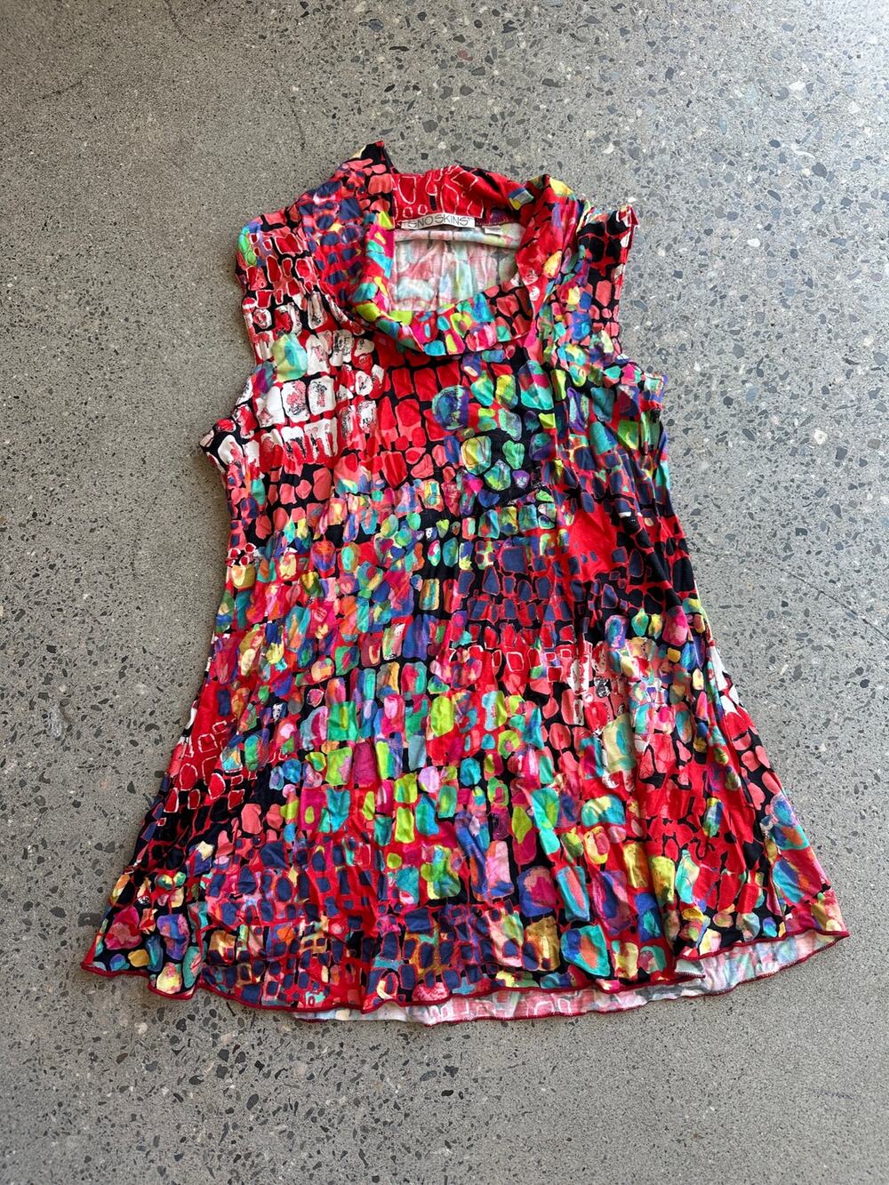 Vintage SNO Skins Abstract Colorful Sleeveless Tunic Top Medium Made in USA